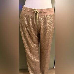 Evenuel Gold Sequin Jogger Pants